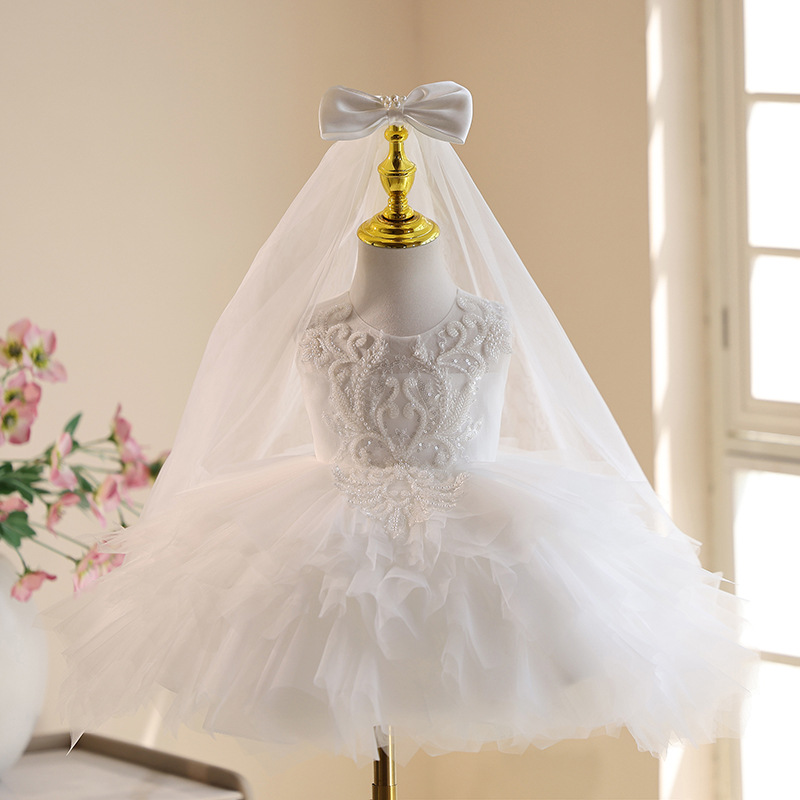 Summer Clothing Baby Girl - Witte babymeisje 1e verjaardag jurk kant