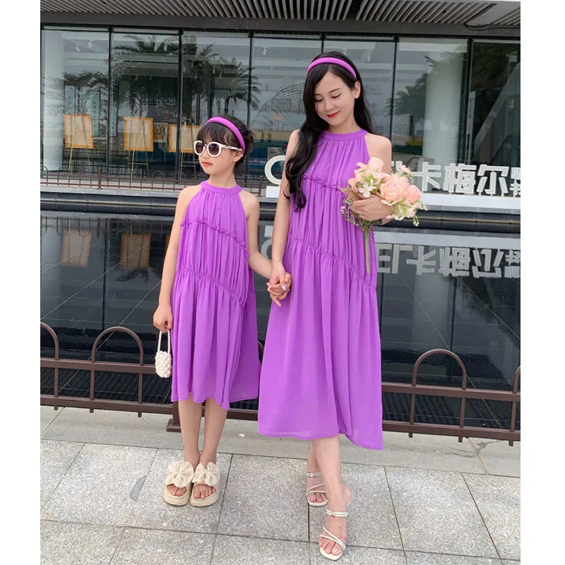 Summer Clothing Baby Girl - Vakantie Look Moeder En Dochter Paarse